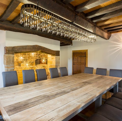 Share meals at the huge dining table