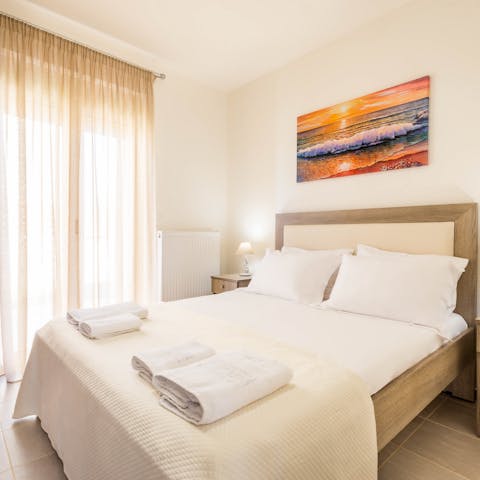 Wake up in your comfortable bed, ready for another day of exploring Crete