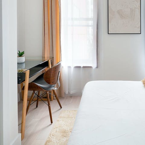 Get some work done at the desk in the bedroom