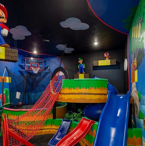 Let the kids have a blast in the custom games room