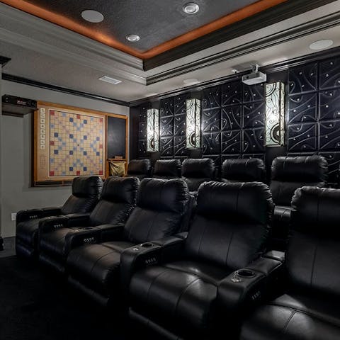 Treat yourself to a cinema experience in the movie room