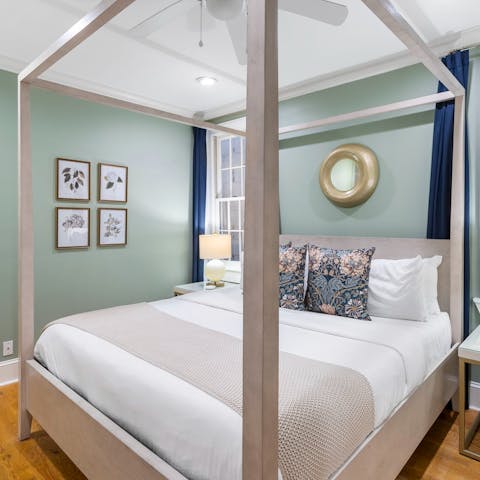 Sleep in style in this four-poster bed