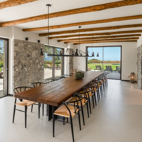 Enjoy meals with the entire family in the stylish dining room