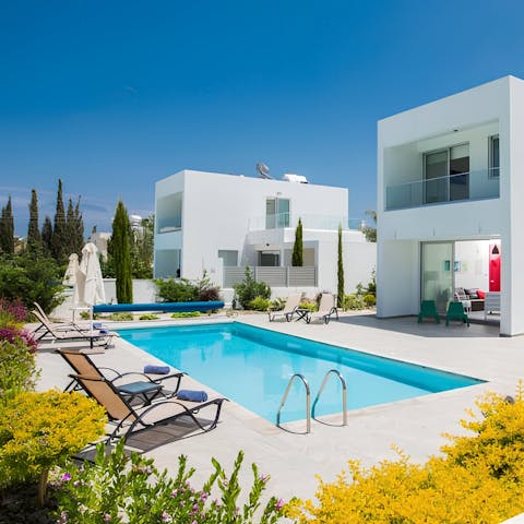 Savour slow afternoons relaxing by the private pool