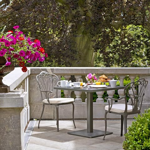 Enjoy French pastries for breakfast on the terrace