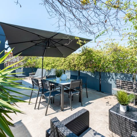 Head up to the terrace for dinner and drinks in the fresh air