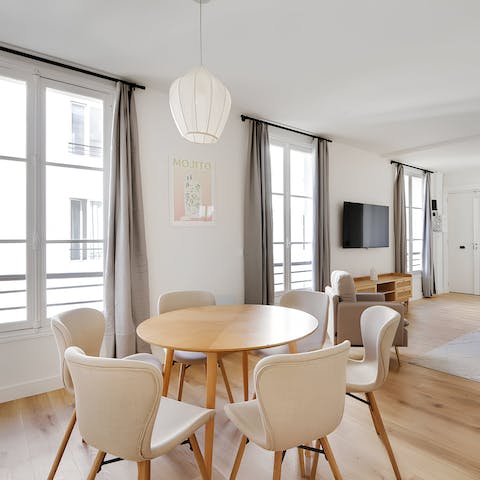 Lay the table for a breakfast of pastries and coffee