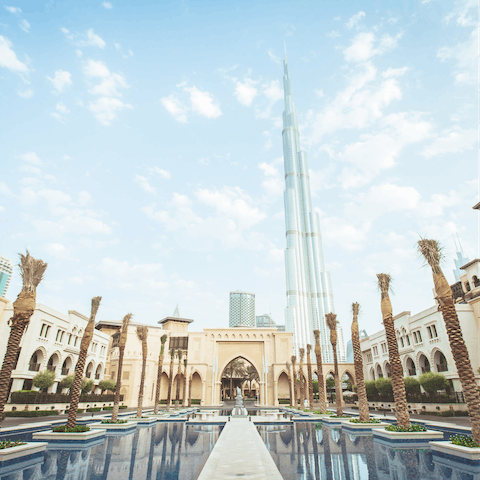 Get a feel for the old town and stay a five-minute drive from the Burj Khalifa
