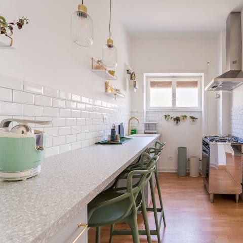 Start your day with coffee and pastries at the breakfast bar