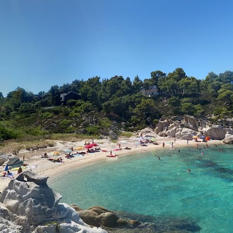Stroll over to the idyllic nearby beach of Fava