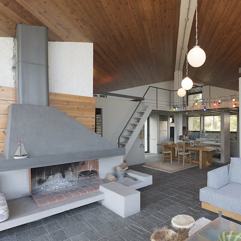 Stay warm in the colder months with the fireplace