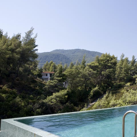 Enjoy a splendid view of the local area from the infinity pool