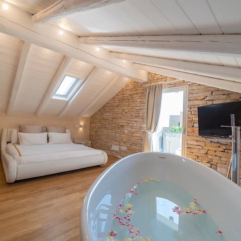 Relax and rejuvenate in your private bath tub