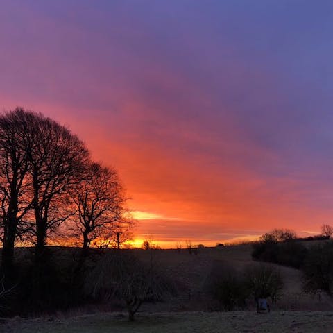 Enjoy beautiful sunsets over the local countryside