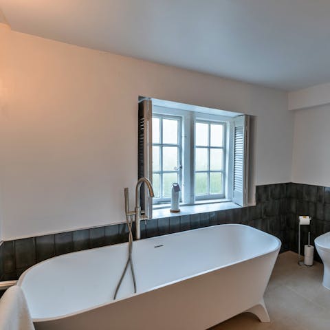 Treat yourself to a relaxing bath in any of the tubs
