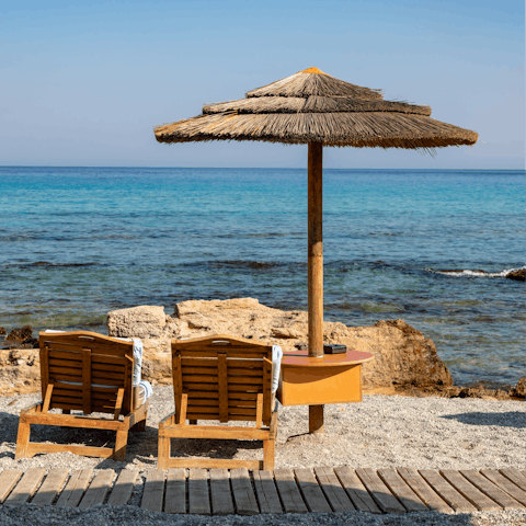 Drive just five minutes to the beach and the coastal resort of Faliraki