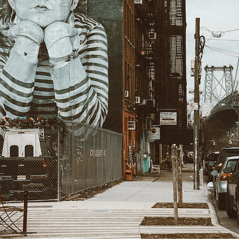 Stay in a quiet residential block in Williamsburg, a three-minute walk from Bedford shopping centre