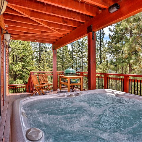 Sink into the hot tub after a long day outdoors