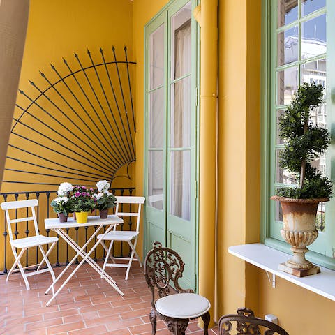 Enjoy a quiet moment with your morning coffee on the terrace