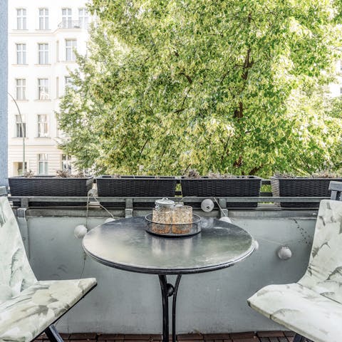 Spend your mornings on the private balcony with a coffee and pastry