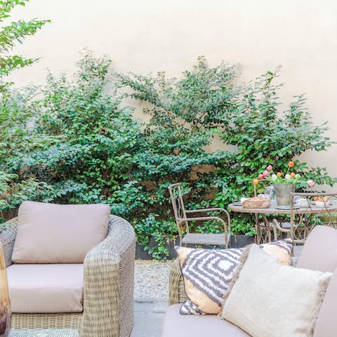 Sit down for an alfresco lunch in the private dining space