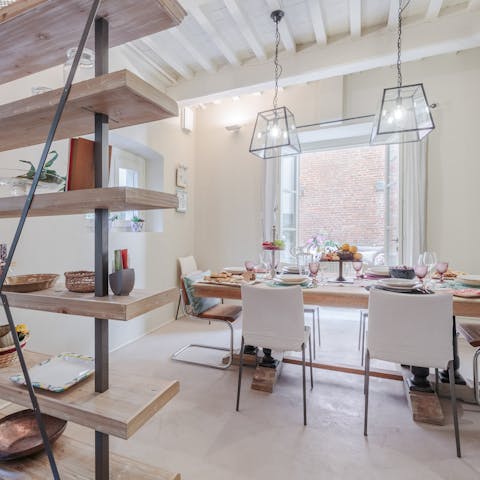 Get together for a group feast in the stylish dining area