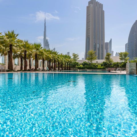 Take a dip in the glistening communal pool