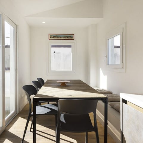 Gather at the table for coffee and cornetti to start the day