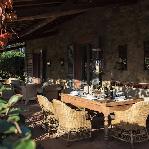 Enjoy a feast for the ages from the furnished loggia