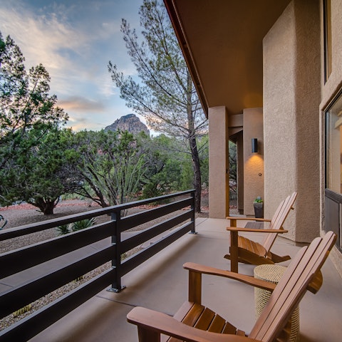 Enjoy mountain views from the veranda