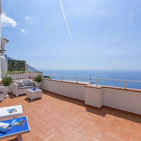 Admire incredible sea views from the sun-soaked terrace