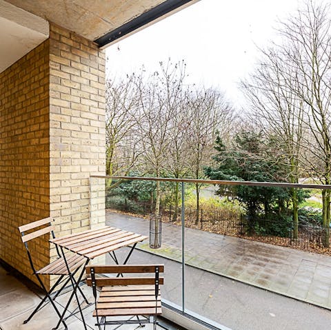 Savour coffees and parkside views on the private balcony