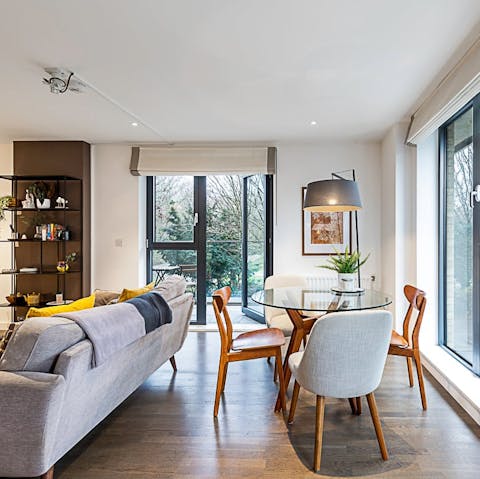Lay the table for breakfast in the light-filled dining area