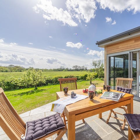 Sip your morning coffee on the terrace as you drink in the rural vistas
