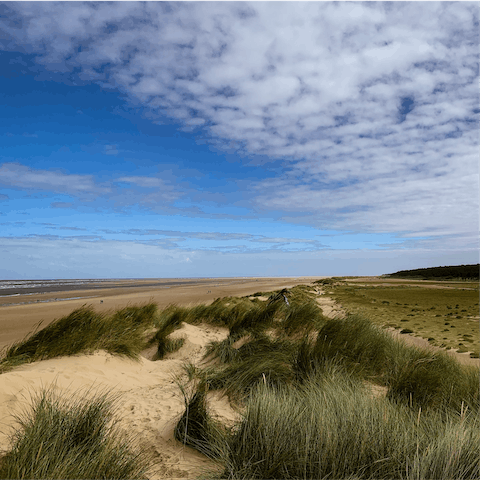 Breathe in the fresh coastal air at nearby Holkham Bay