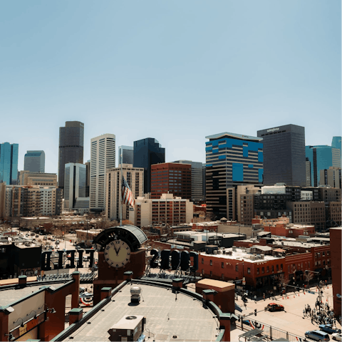 Explore Downtown Denver from this LoHi location, a half-hour walk away
