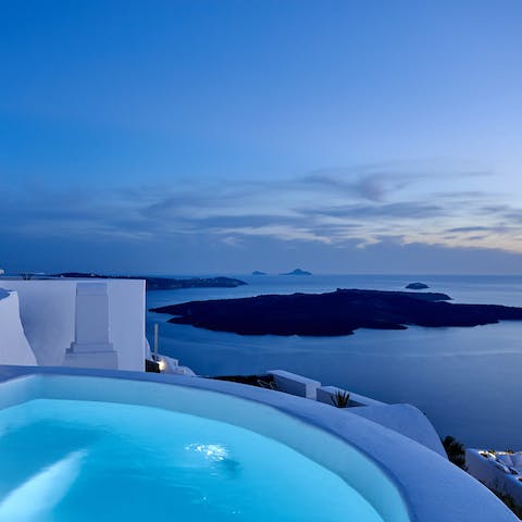 Treat yourself to an evening dip in the hot tub with incredible sea views