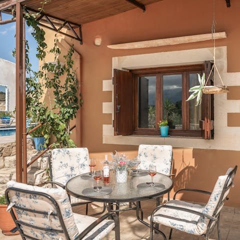 Tuck into alfresco meals on the patio