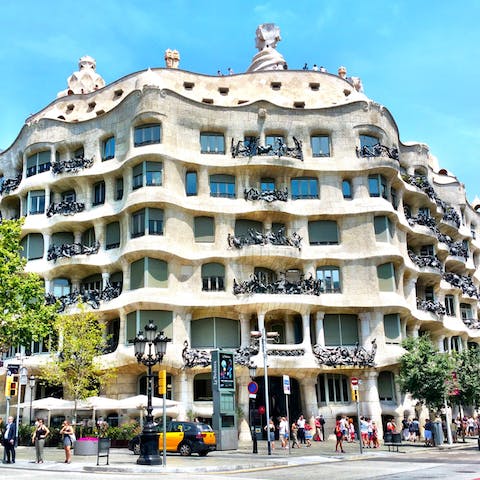 Visit Casa Milà, just a ten-minute walk from the apartment