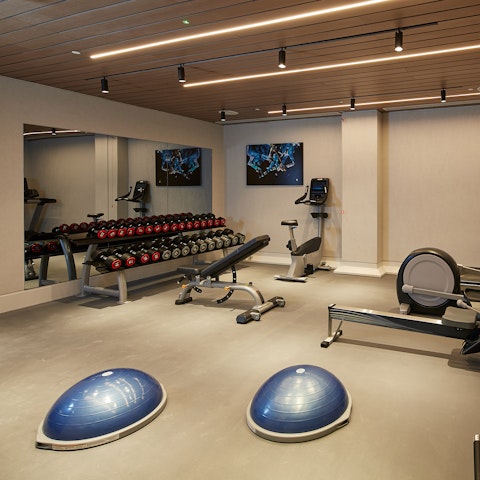 Keep up with your fitness routine in the on-site gym