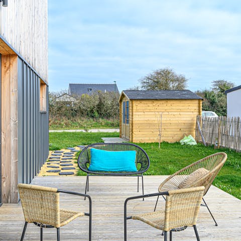 Enjoy sundowners on the outdoor patio – we suggest trying Brittany's famous apple mead