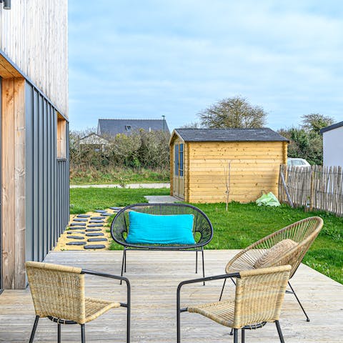 Enjoy sundowners on the outdoor patio – we suggest trying Brittany's famous apple mead
