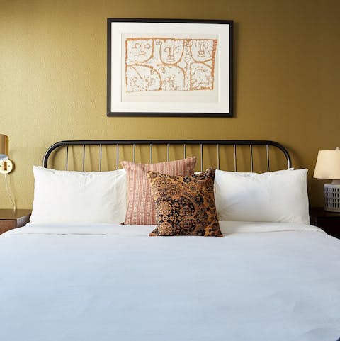 Wake up in the calming bedroom feeling rested and ready for another day of exploring