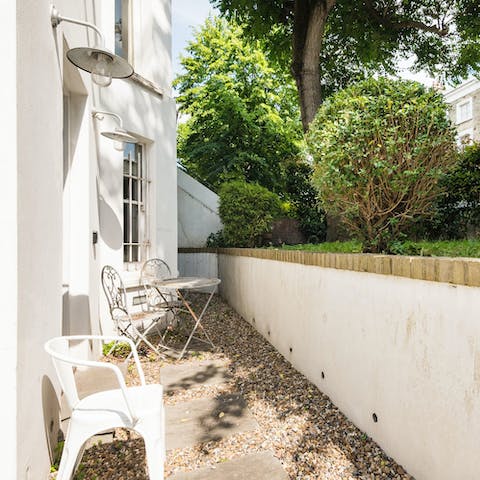 Sit out in the private outdoor space with a cup of tea