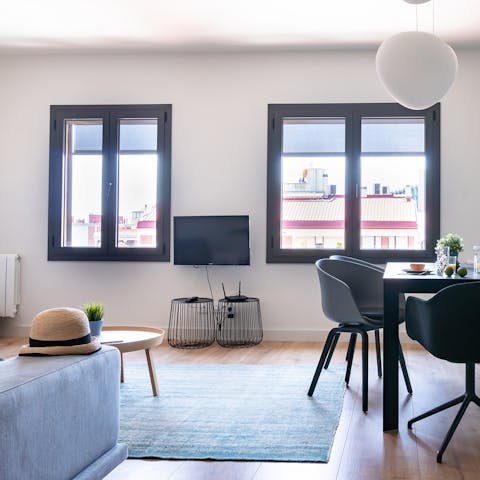 Look out over the rooftops of the city whilst enjoying a lazy breakfast