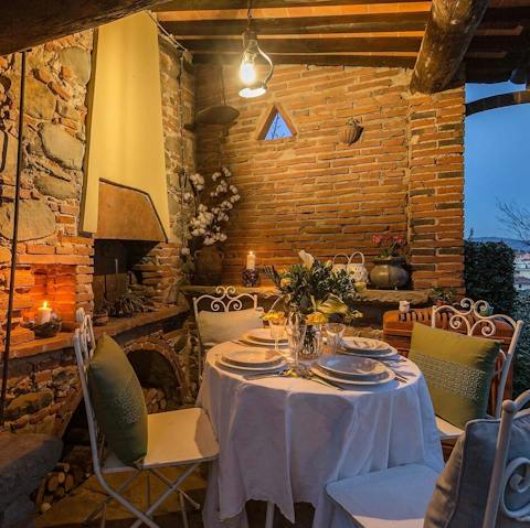 Practice your pizza-making skills in the wood-fired oven