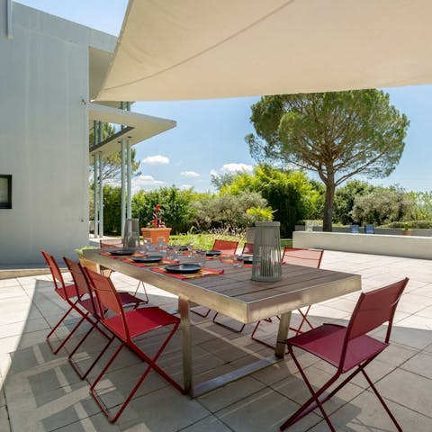 Savour leisurely alfresco meals on the shaded terrace