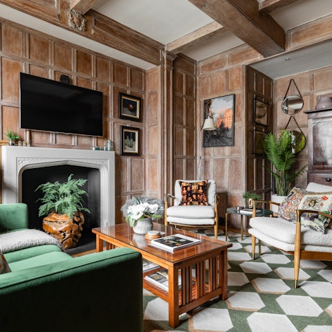 Admire original features like the huge beams on the ceiling