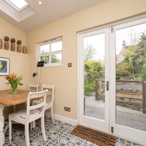 Enjoy dining with direct access to your private garden