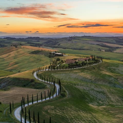 Enjoy scenic drives and explore the majestic Tuscan countryside